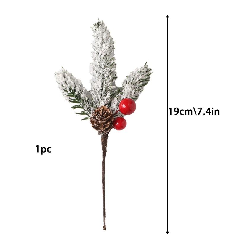 1/2Pcs Christmas Decoration Artificial Pine Branches Holly Berries Red Berry Branches for Christmas Tree Wreath Gifts Decoration