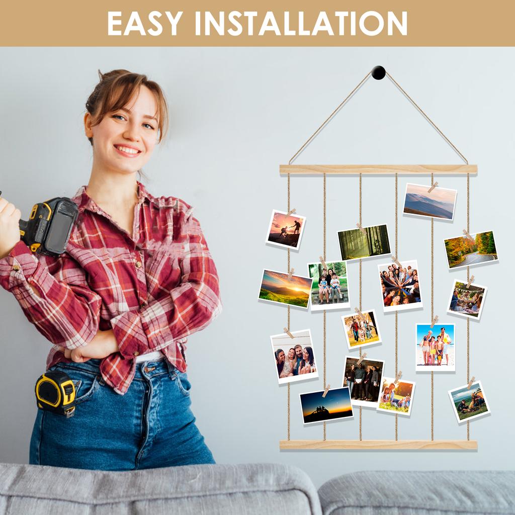 Wall Hanging Picture Frames Collage Wall Decor Photo Frames Hanging Multiple Pictures Hangers Photo Display for Home Room