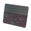 Indenya Slim Card Case, Thin, Deerskin Leather, Purple with Black Lacquer, Clematis Pattern, 2530-06-169