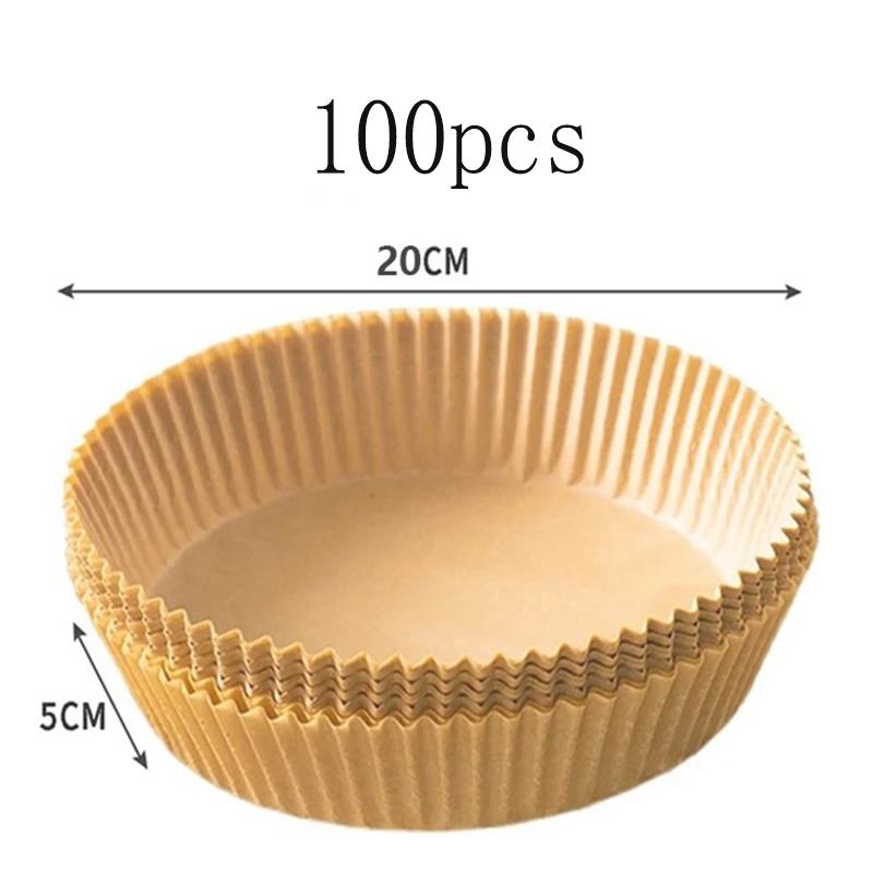 50/100Pcs Air Fryer Disposable Paper Square Round Baking Paper Barbecue Plate NonStick Mat Kitchen Oven Oil Absorbing Paper Tool