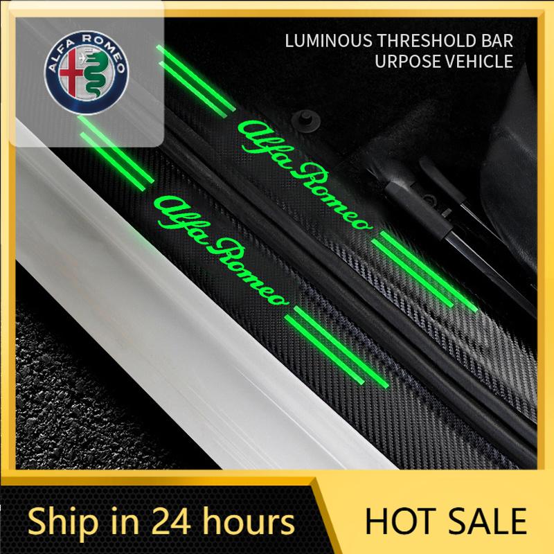For Alfa Romeo Car Sticker Luminous Car Door Sill Trim Stickers Protective Strip Film Decals For Alfa Romeo s 156 159 147 155 Mito