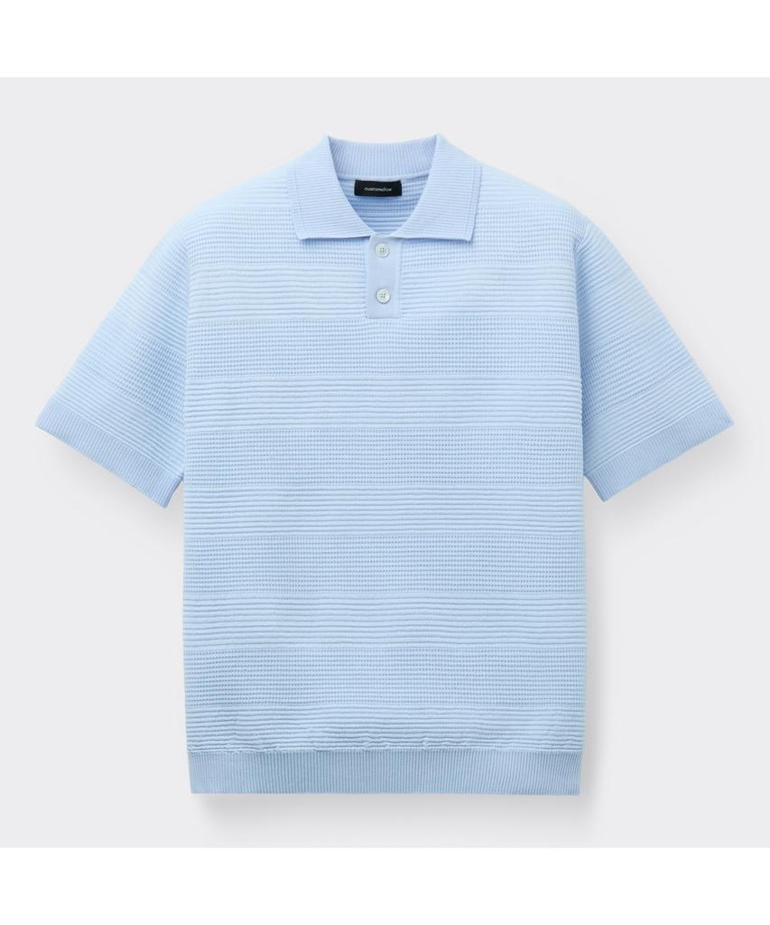 Keoseuuteommellou Blue Stripes Textured Collar Sweater Cwwam26411Bux