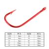 FISHKING Red Tube Ise-ni Fish Hooks with Barbs, 10pcs High Carbon Steel for Sea Fishing