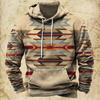 Men Hooded Vintage Print  Sweatshirt Ethnic Style Hoodie Autumn and Winter Oversized Casual Men's Clothing Daily Street Pullover