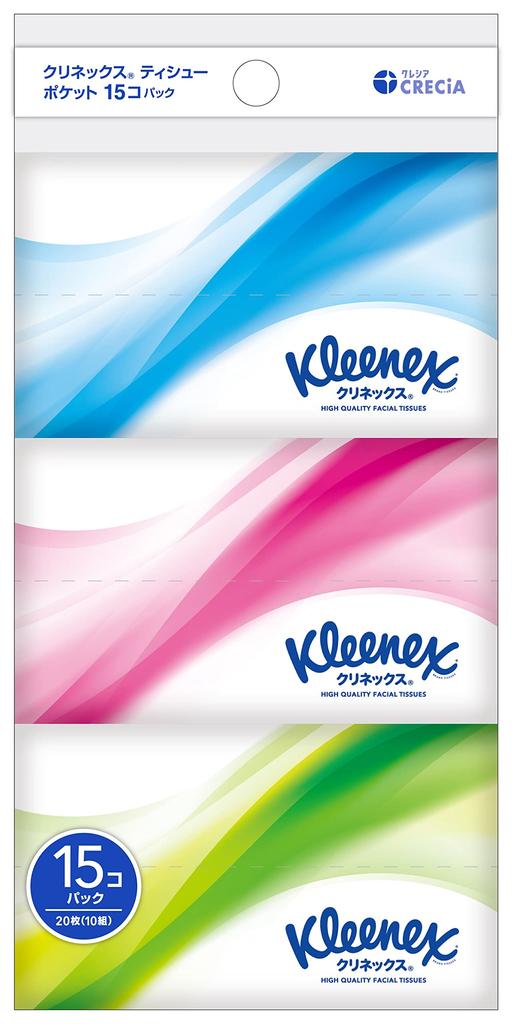 Fazzoletti Kleenex tascabili 20 fogli 15 confezioni x 20 confezioni [Vendita in scatole] (10 coppie)