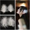 2Pcs Feather Hair Clip Faux Pearl Rhinestone Hairpin Party Headwear Headdress