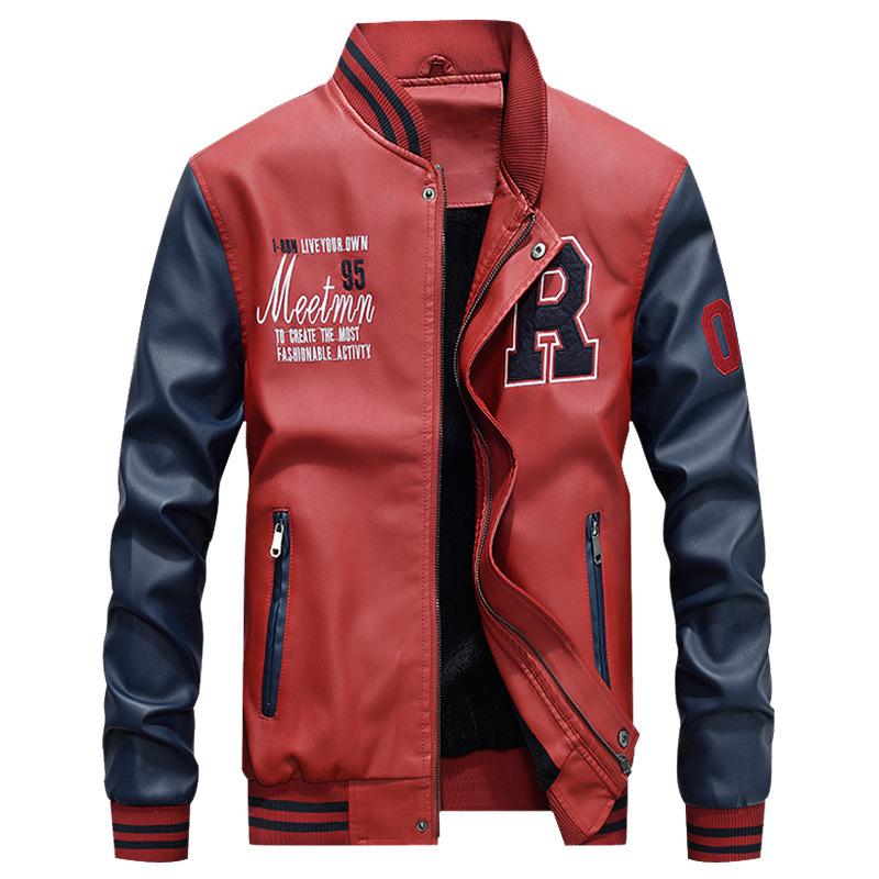 Young Men's Casual PU Leather Jacket, Baseball Stand Collar – Trendy Spring/Autumn Outerwear 7701.