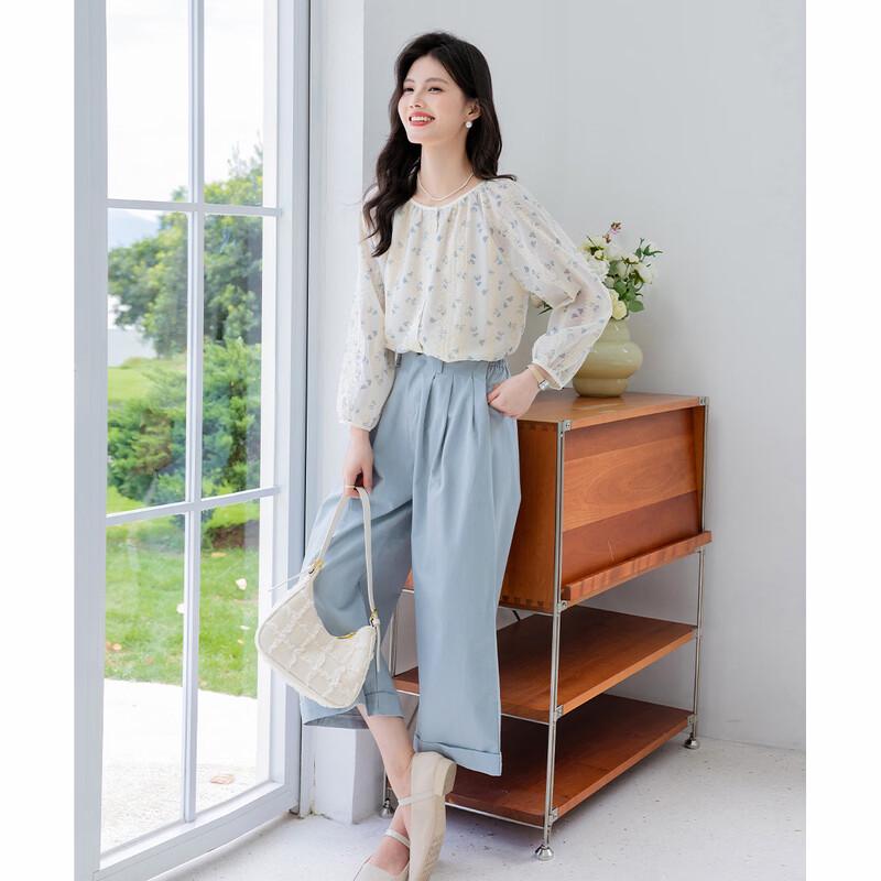 MOKANA Women's Long-Sleeve Shirt & Cropped Pants Set