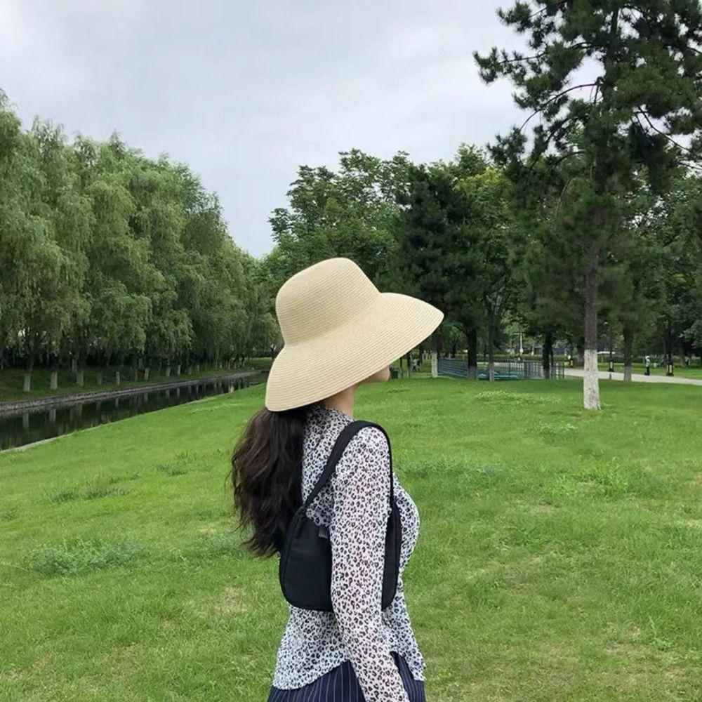 Wide Brim Straw Hat Boho UV Protection Cap Elegant Weave Hat Girls