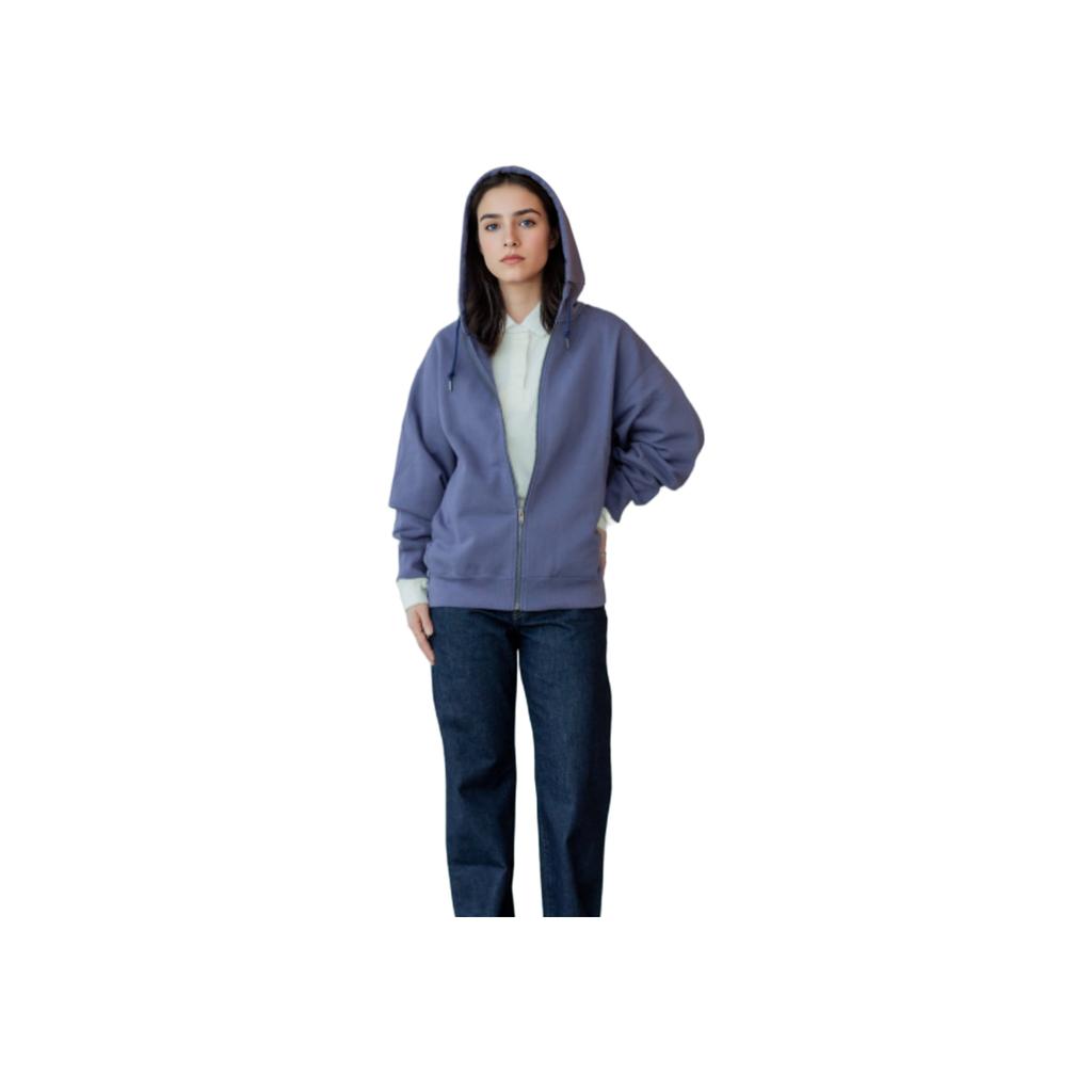 Uniqlo X JW Anderson Collaboration SS25 Embroidered Logo Zippered Loose Fit Hoodie Unisex hoodies Blue 476229-67