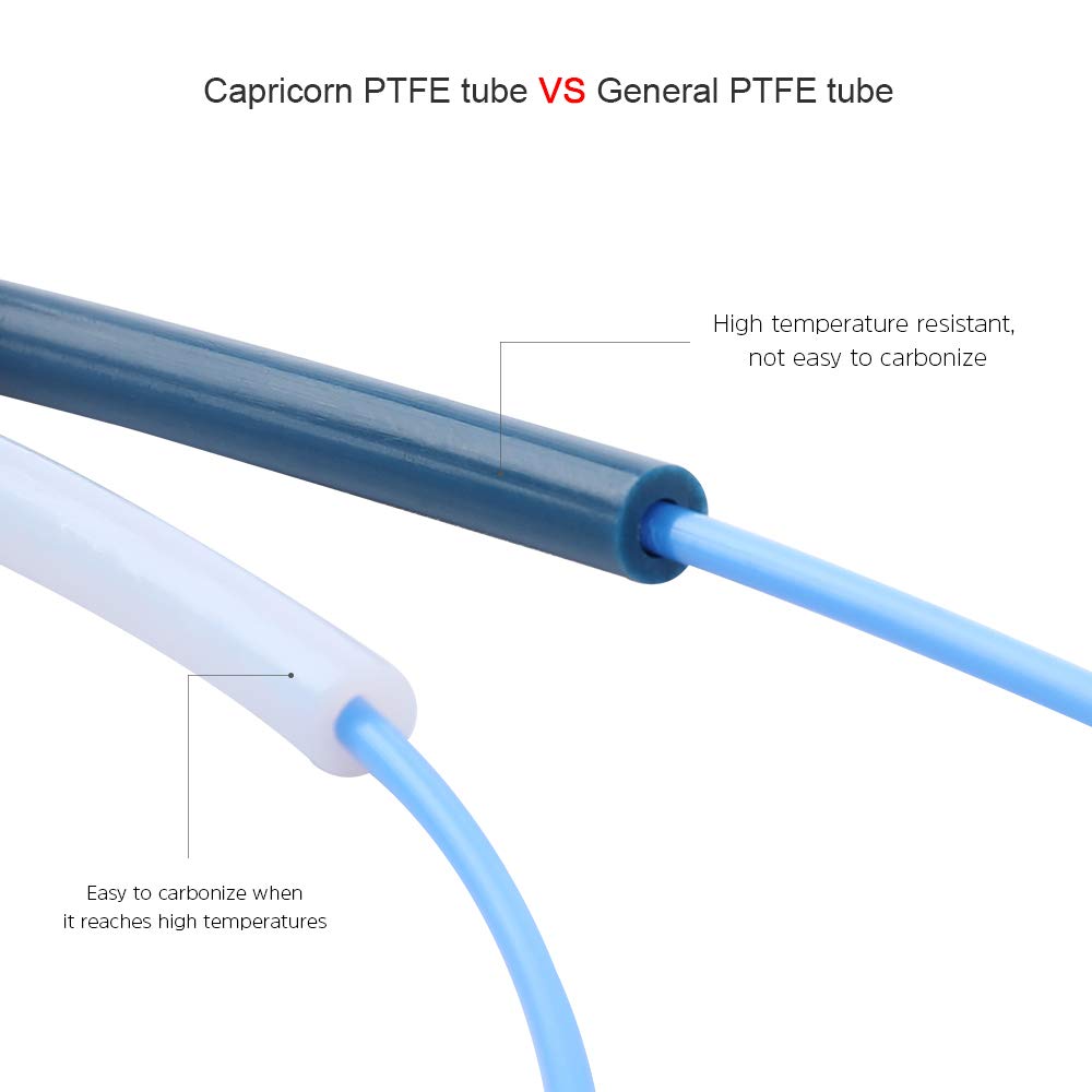 Capricorn 1M XS Series PTFE Bowden Tubing 1.75MM – 2X PC4-M6/2X PC4-M10 Fittings & Cutter for Creality Ender 3/5/CR-10 3D Printe