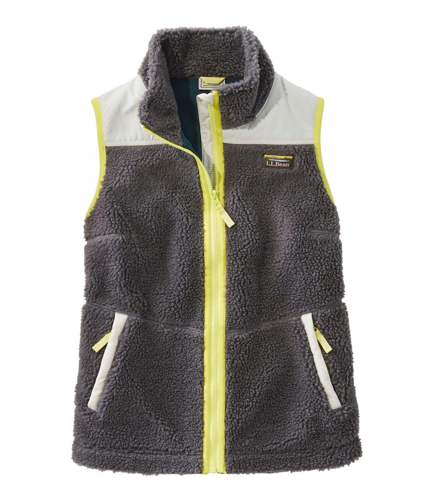 LL Bean Bean Sherpa Fleece US Lead 1000184457 Women's Vest, Fit, Petite, Medium, Gray,