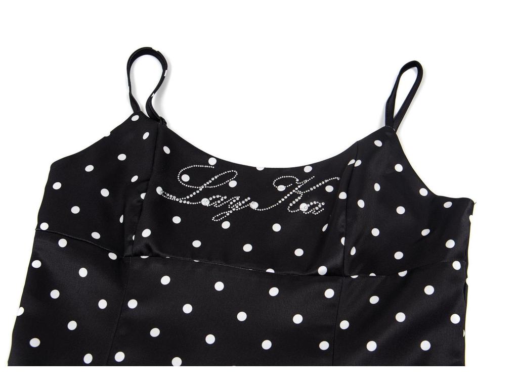Summer '26 American Retro Polka Dot Rhinestone Strappy Dress for Women