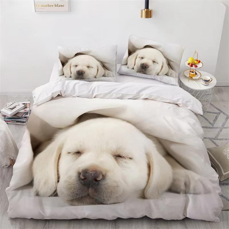 Cute Dogs Duvet Cover Pet Dog Funny Animal Bedding Set 3D Print Puppy Comforter Cover Pillowcases Full King For Kids Teens Decor