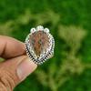 Natural Grass Garnet Promise Handmade Statement Ring Jewelry 925 Sterling Silver