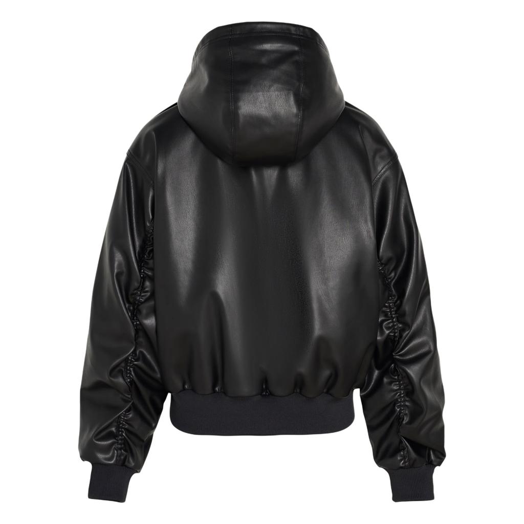 Adidas Original Damen Kunstlederjacke Pad Warm Sportlich Kapuze Reißverschluss Baumwollmantel Damenjacken KU6857