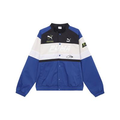 Veste Unisexe Design Color Block Manches Longues Rétro Sport Col Montant Veste Bleu 625815-17