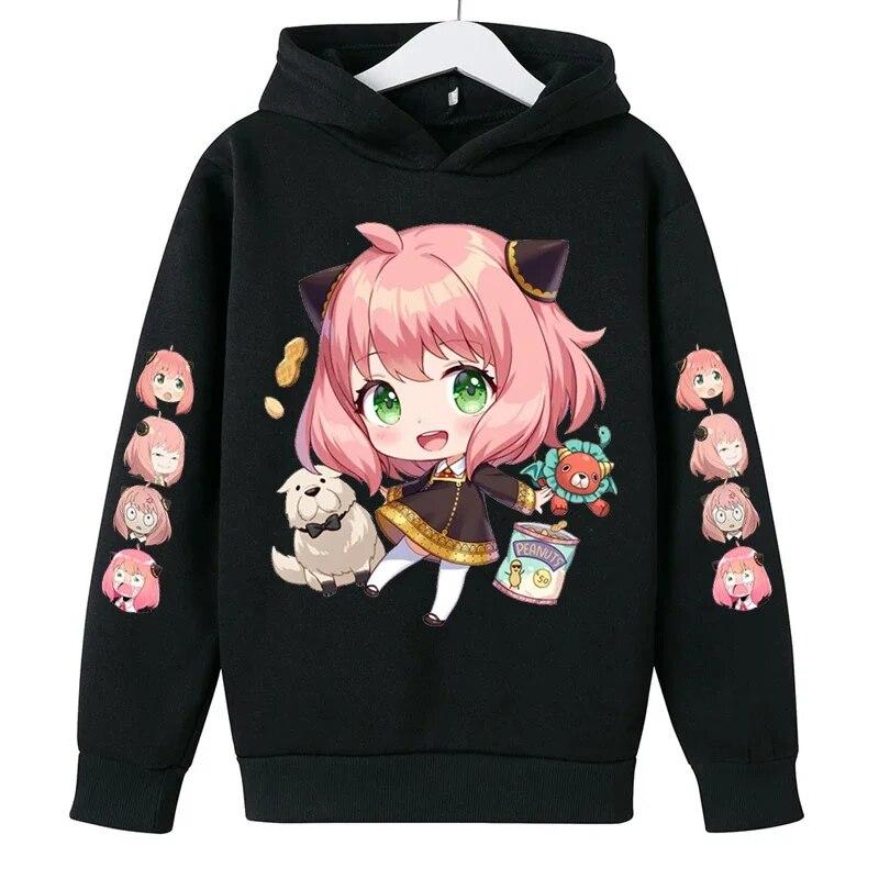 Fashion Children Hoodie, Cartoon Anime Girl And Pet With Sleeve Prints Decor Pattern Pullover Sweatshirt, Fall Winter Casual Sport Long Sleeve Top