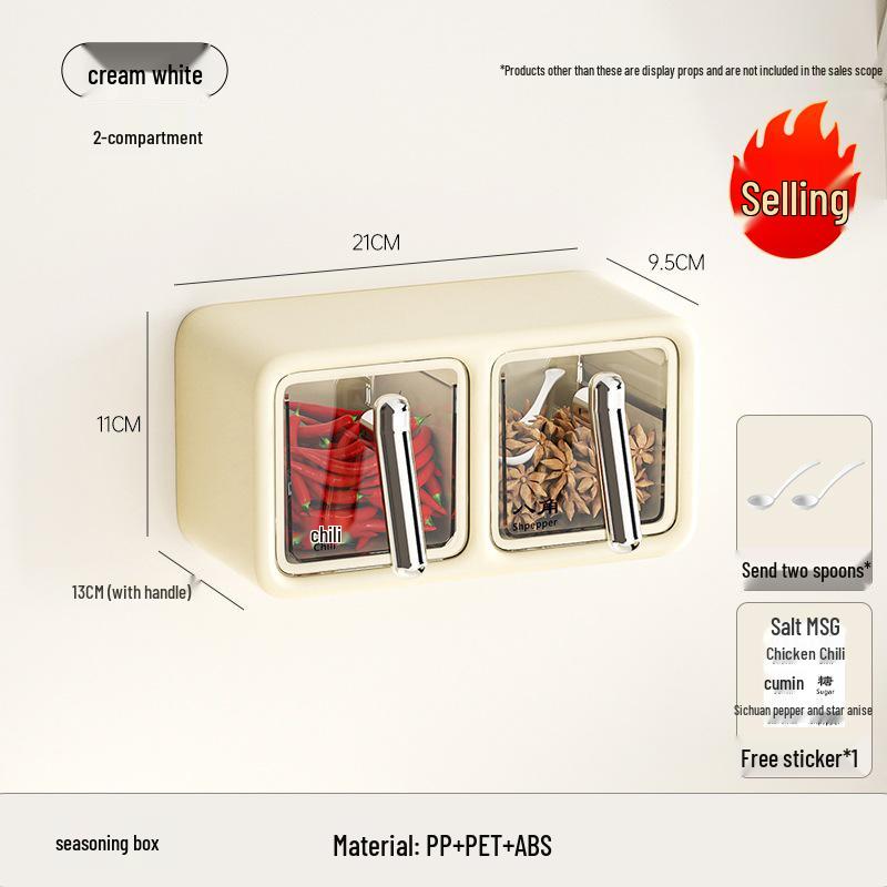 Wall-Mounted Punch-Free Spice Box Set: Multifunctional Kitchen Seasoning Jars