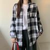 1116 New Spring and Autumn Design Plaid Shirt Jacket Women's New Loose Casual Meat Cover Medium and Long Shirt