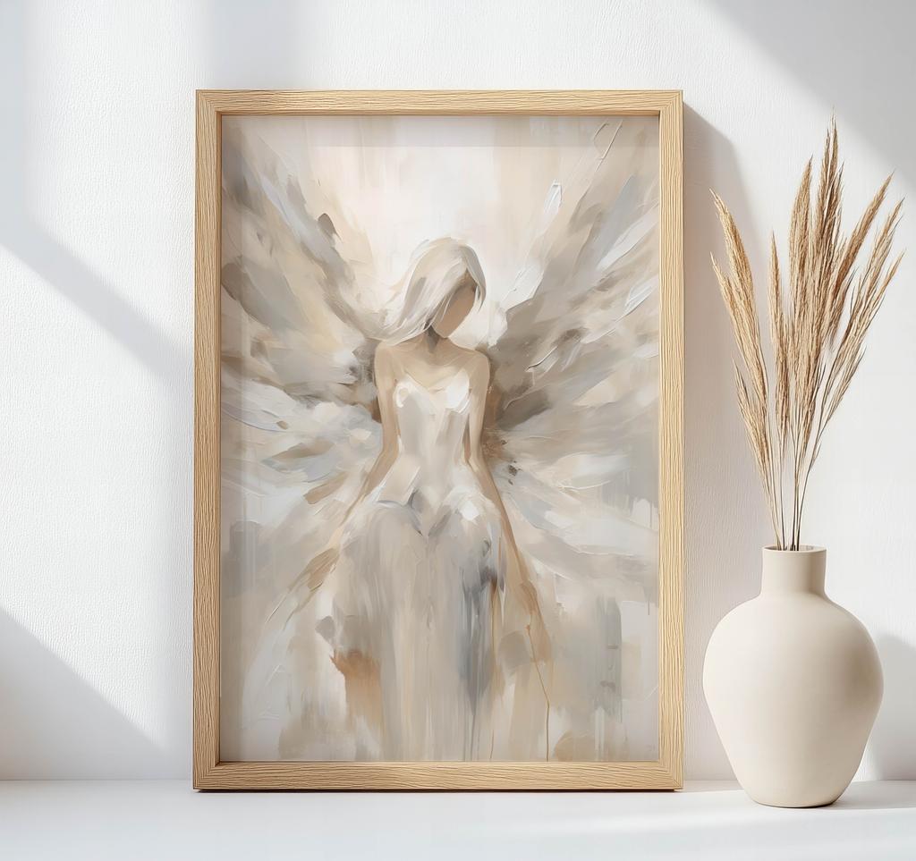 Plakat Obraz Anielskiego Piękna Plakat Obraz Anielskiego Piękna, 30X40 Cm, Rama Drewniana Biała, Papier Matowy 230 Gsm