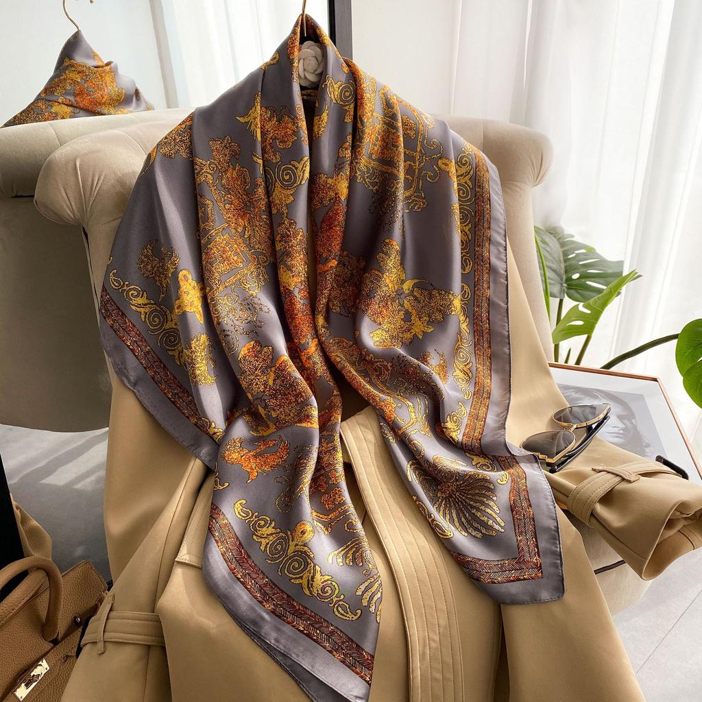High-quality Luxurious Silk Scarves Headband Scarfs Neck Scarf For Women Chain Silk Scarf Women's Decorative Shawl