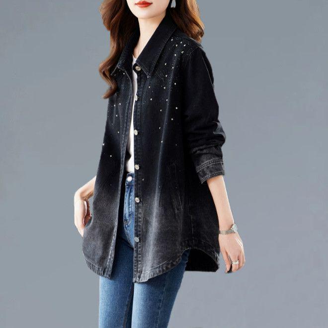 2026 Plus Size Slimming Denim Jacket for Women: Casual Mom Style for Spring & Autumn