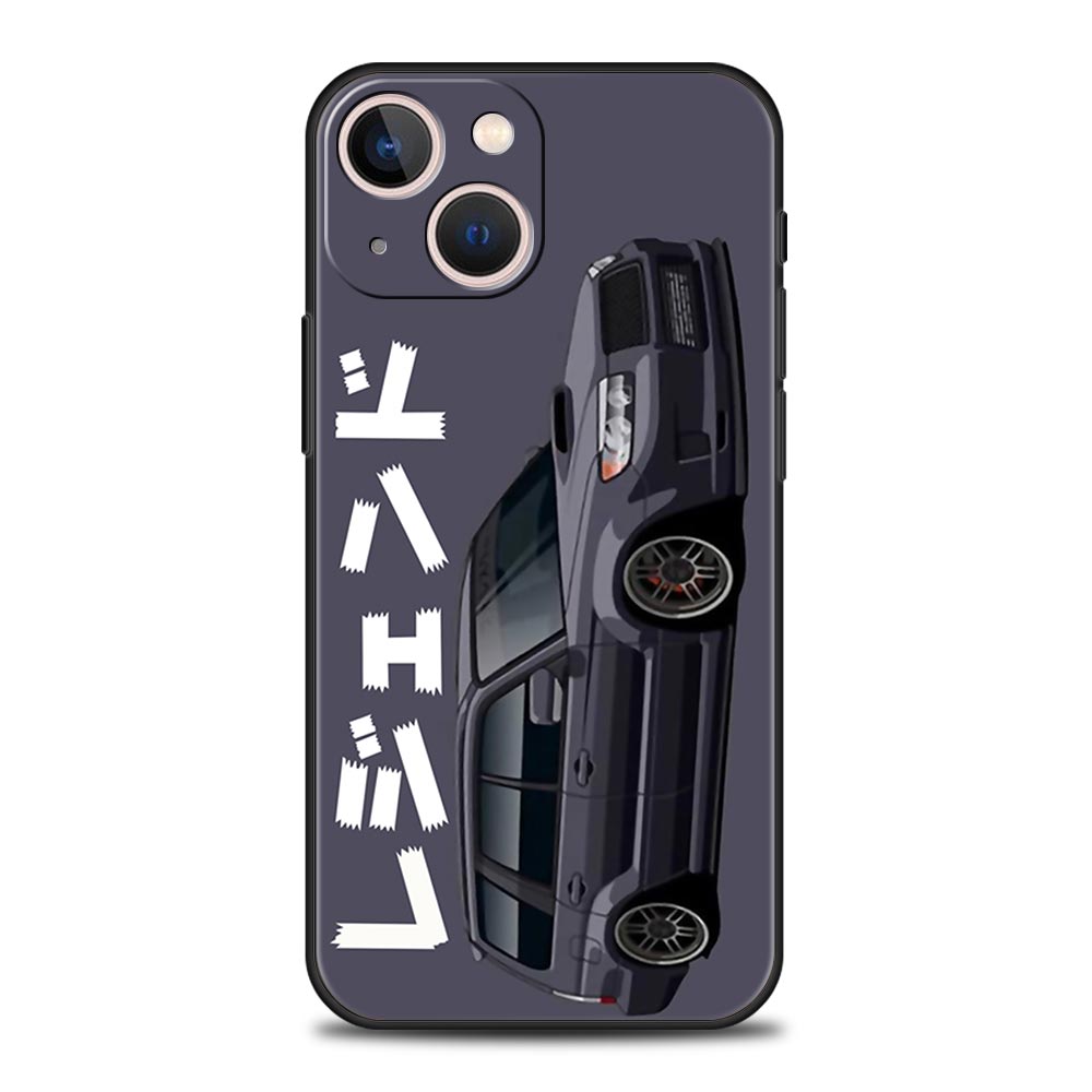 Luxury Phone Case For iPhone 11 12 13 15 16 14 Pro Max X XR XS 7 8 Plus SE Black Cover Funda JDM Tokyo Drift Sports Car