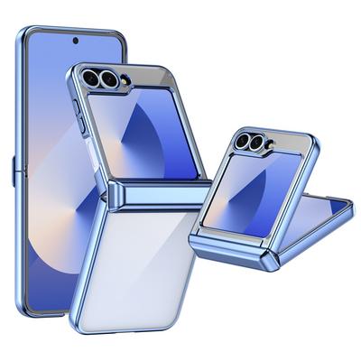 Electroplate Plastic Phone Case for Samsung Galaxy Z Flip 6 5 4 3 Flip6 Flip5 Flip4 Flip3 5G Hinge Protective Transparent Cover