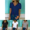Women's V-neck Tunic Short Sleeve Loose Top T-shirt Plus Stylish Blouse Option