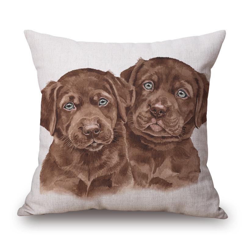 Hand Painting Dog Posters Cushion Cover Greyhound Bull Terrier Labrador Animals Portrait Pillowcase Decorative Pillows For Sofa