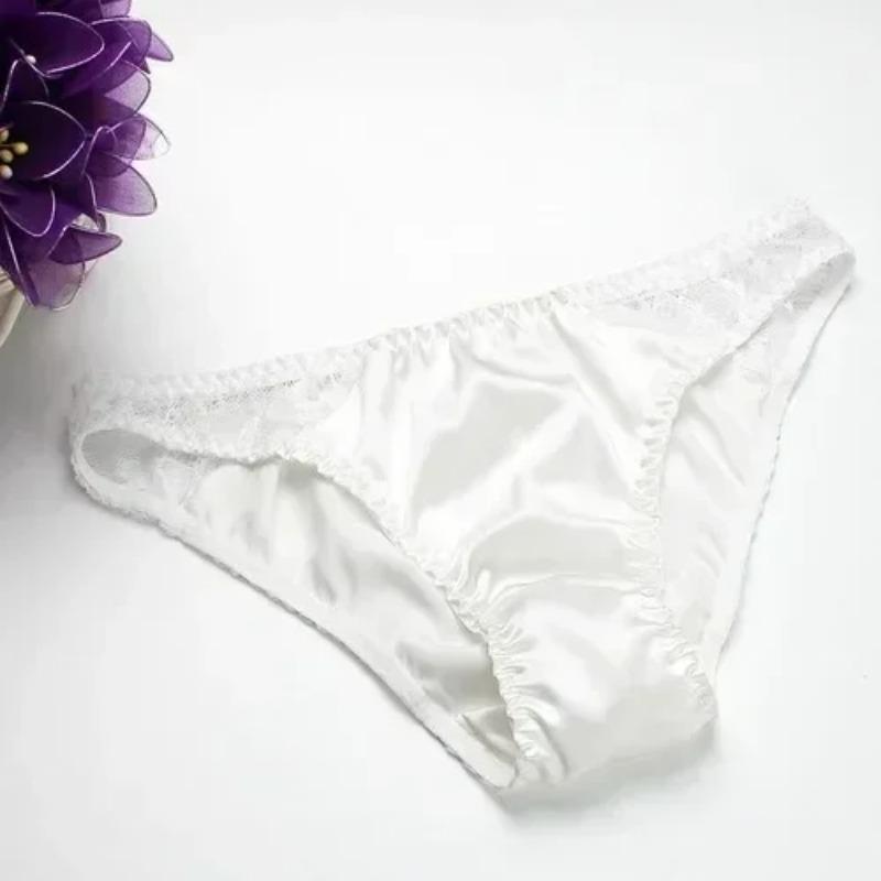 100% Mulberry Silk Sexy Silk Lace Underwear Breathable Low Waist Comfortable Antibacterial Briefs Lingerie Femme  Panties