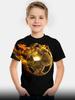 Fashion Football Flame 3D Print Children T-Shirts Soccer Boy Girl T-Shirt Casual Tees Tops Kids Clothes Funny Sport Streetwear