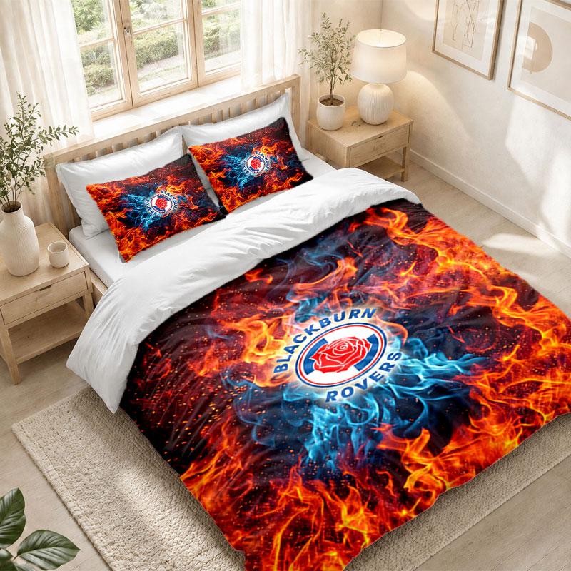 Bedding Set 1 Duvet Cover 2 Pillowcases Blackburn Rovers Football Print Bedroom Home Decoration