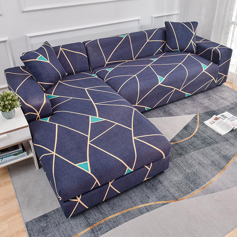 Stretch Sofa Überwurf Sofabezug Spandex Rutschfest, mit elastischem Saum für L-Form Ecksofas, Ideal für Kinder und Haustiere