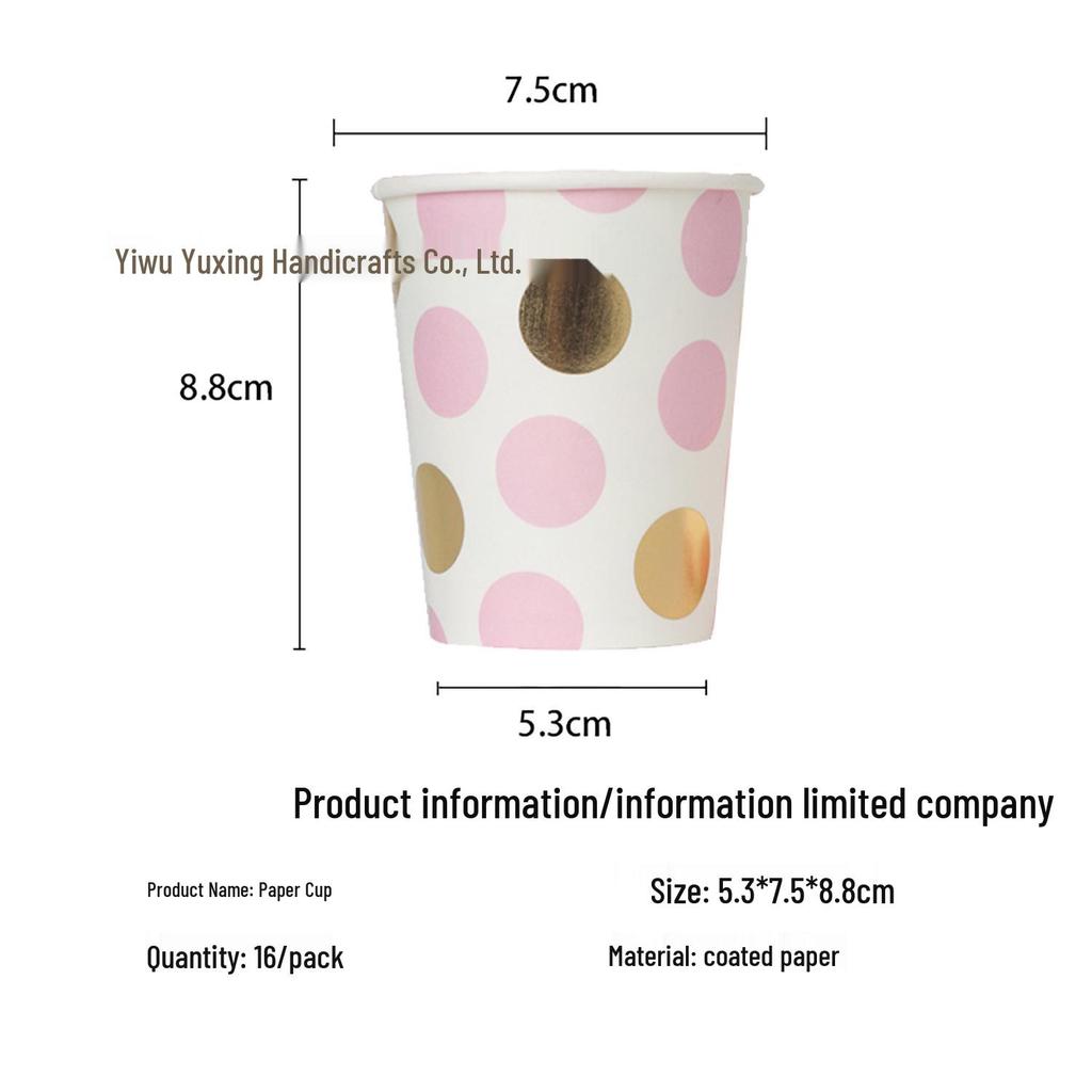 Polka Dot Pink Party Disposable Tableware Set: Plates, Knife, Fork, Spoon, and Cups
