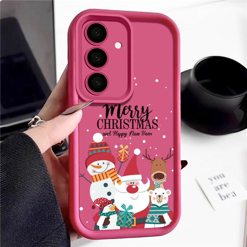 Santa Claus Snowman Print Phone Case For Samsung S24 Ultra S23 S22 S21 Plus S20 FE A55 A35 A54 A53 A52 A34 A14 Christmas Shockproof Soft Phone Cover