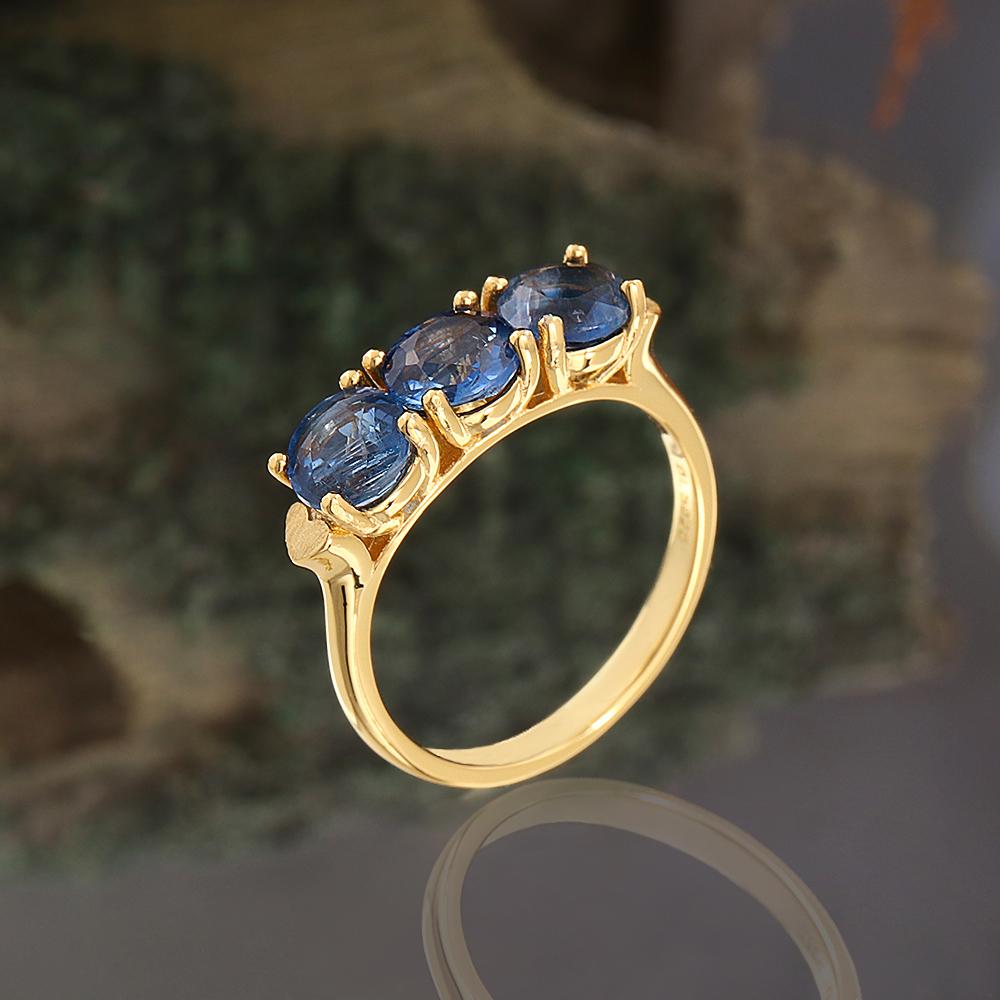 925 sterling silver women's ring natural round 6.0mm kyanite gemstone fine jewelry for mom's Festive and birthdays gift