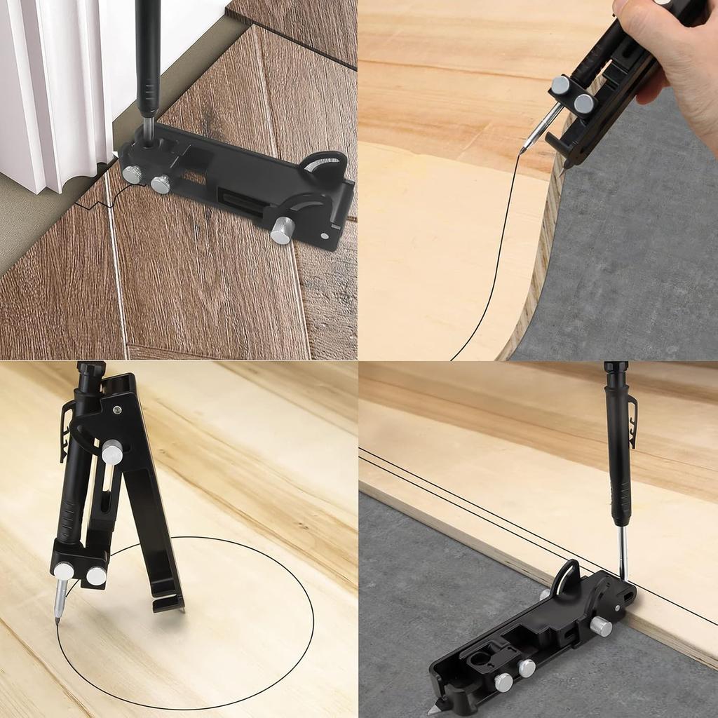 Woodworking Scribing Tool Grease Marker 6 Pencils Adjustable Tile Layout Gauge Precision Line Marking DIY Carpenter Kit