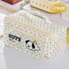 Cute Plaid Puppy Large Capacity Pencil Case Multi-Function Cartoon Stationery Bag with Prism Design Stain Resistant