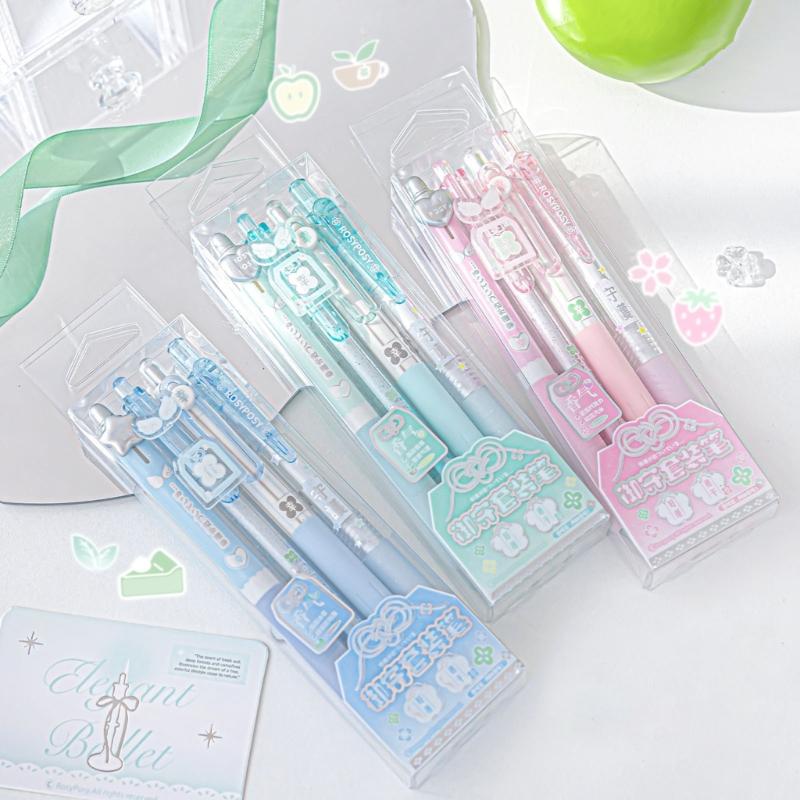 4PCS Ergonomic Handle Gel Inks Pen Refillable Retractable Gel Pen with Plastic Clip 0.5MM Black Inks for Office School