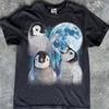Baby Penguins Moon Aurora Borealis T-Shirt, Arctic Animals Graphic Tee