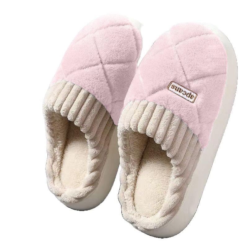 Men'S Cotton Slippers For Winter 2025 New Style Outdoor Indoor Fleece Lined Non-Slip Warm Plush Slippers For Women Winter Edition