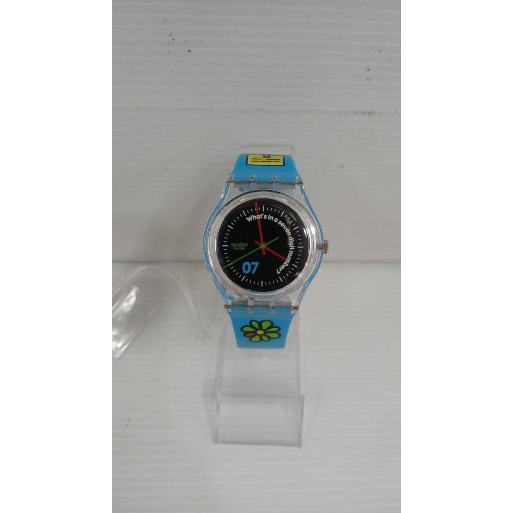 Used SWATCH BLU Flower Illustration Box Analog Quartz Watch