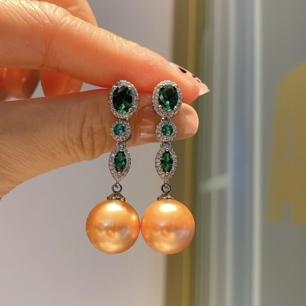 Weiße Muschel Ohrringe Feenhaftes Temperament Elegant Persönlichkeit Übertrieben Grüner Schmuck Perle Gezeiten Perlen Ohrringe