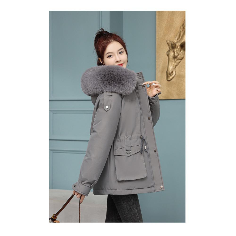 New down cotton-padded jacket for women, mid-length, Korean-style loose plus-size cotton-padded jacket