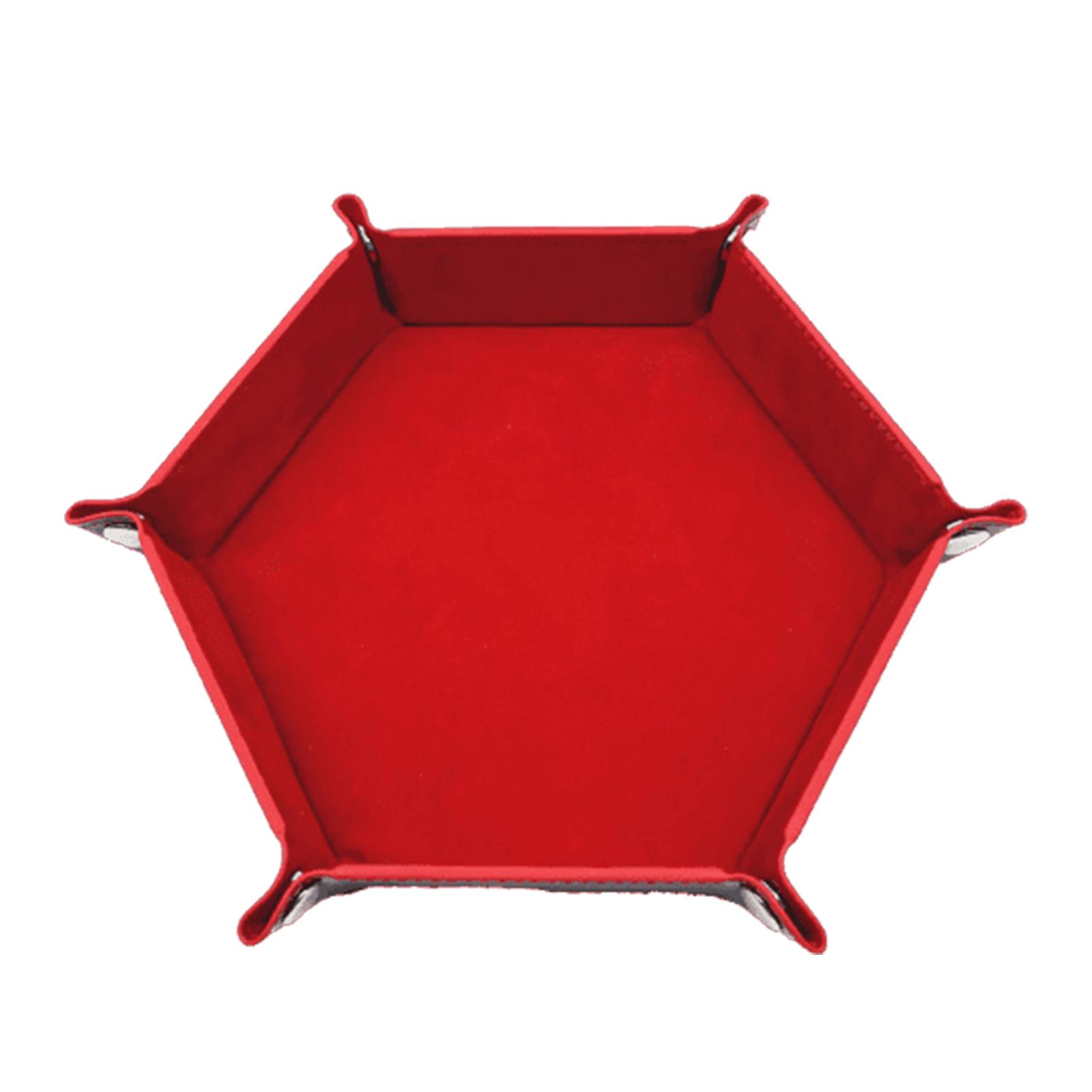 

Hexagon Dice Folding Tray PU Leather Velvets Holder Portable Folding Dice Rolling Tray Table Games Accessories Durable 3