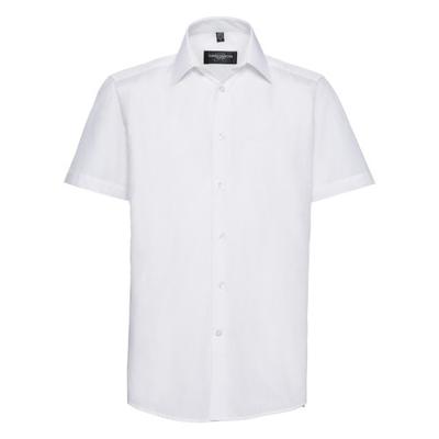 Russell Collection Mens Short Sleeve Poly-Cotton Easy Care Tailored Poplin Shirt