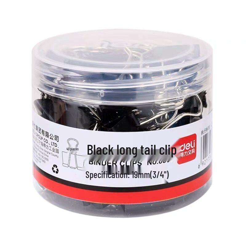 Deli Black Metal Binder Clips