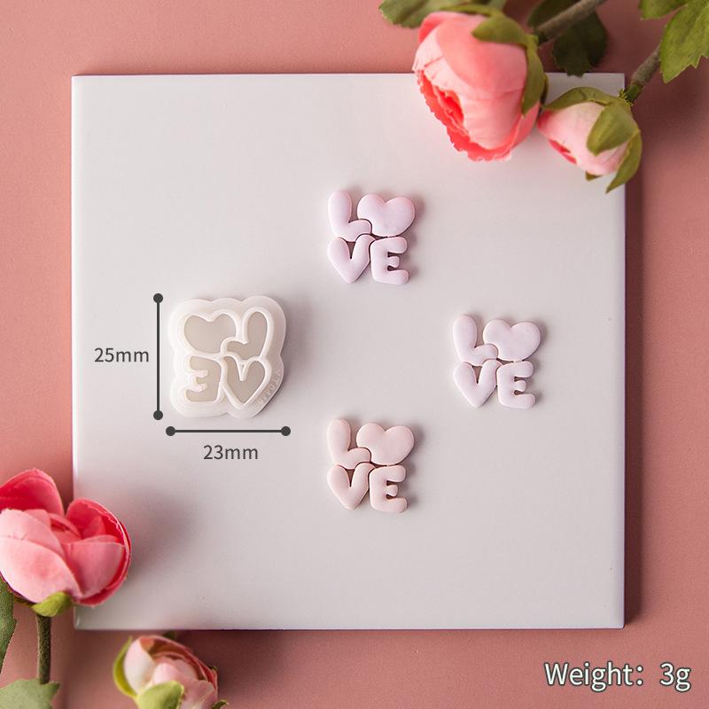 

Valentine s Day Love Earring Cutter Mold, Polymer Clay Jewelry Making Tool for DIY Pendant Craft белый